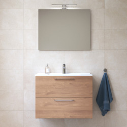 Vitra  Mia ensemble meuble 79x61x39,5 cm avec miroir, lavabo et éclairage LED, Chêne (MIASET80D-SP)