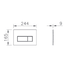 Root Square plaque de déclenchement double touche, chrome brillant (740-2380)