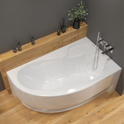 170x100 cm Fortuna Plus baignoire asymétrique en  acrylique, droite, sans pieds, blanc (FO1700PPLUS)