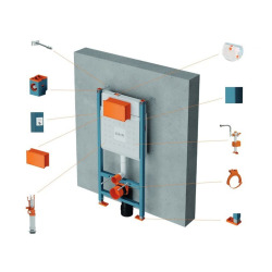 Pack WC Bâti-support V-Fix Core + WC SAT Infinitio sans bride + Plaque Blanc brillant