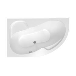  150x100 cm Fortuna Plus baignoire asymétrique en acrylique, gauche, sans pieds, blanc (FO1500LPLUS)