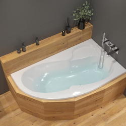  150x100 cm Fortuna Plus baignoire asymétrique en acrylique, droite, sans pieds, blanc (FO1500PPLUS)