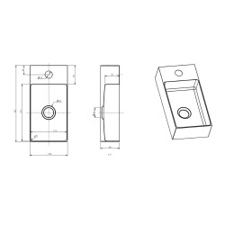 Aurum Lave mains en Acier Inoxydable 304, 36x18x9cm, Gun Métal brossé PVD (SATAUR3618BGM)