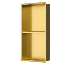 Swiss Aqua Technologies Niche de Douche à encastrer, Acier Inoxydable 304, 2 étagères, 60x30x10cm, Or brossé PVD (SATAURN6030SBG)