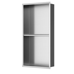 Swiss Aqua Technologies Aurum Niche de Douche à encastrer, Acier Inoxydable 304, 2 étagères, 60x30x10cm, Chrome brossé (SATAURN6030SBS)