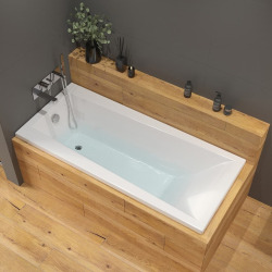 Vanda II Baignoire rectangulaire, 170x70cm orientation gauche et droite, en acrylique, avec pieds, Blanc (CP21000000-SET)