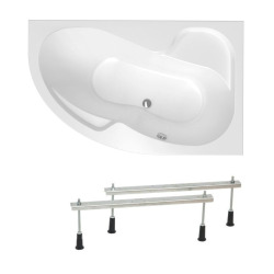 Laguna Fortuna Plus Baignoire asymétrique, avec pieds 150x100 cm, acrylique, droite, Blanc (FO1500PPLUS-SET)