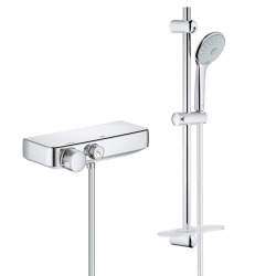 Grohe Euphoria Massage Set Mitigeur thermostatique douche + Set de douche, 3 jets, chrome (34719000-Euphoria2)