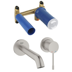 Grohe Essence Set Mitigeur monocommande 2 trous, mural, Taille M + Corps d'encastrement, supersteel (29192DC1-SET)