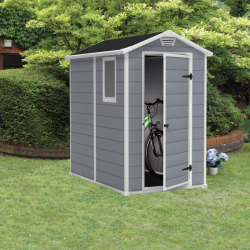 Abri de jardin Keter Manor 4 × 6 198 × 130 × 192 cm en résine gris / blanc, abri extérieur sans entretien (230447)