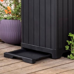 Poubelle extérieur Keter Baltimore 125 L en plastique noir, poubelle résistante avec couvercle (236997)