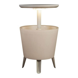 Table glacière lumineuse Keter Cool Bar 30 L en résine aspect rotin blanc, avec éclairage LED (231366)