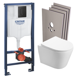 Grohe Pack Bati-support+WC suspendu sans bride+abattant frein de chute+Set de montage (RapidSL-Infinitio-KF0-sabo)