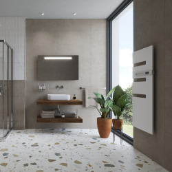 SERENIS Sèche-serviette connecté mât à droite, 500W, Anthracite (850549)