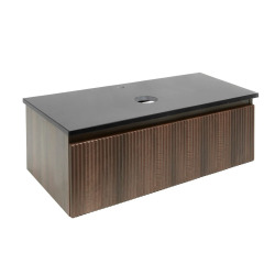 Meuble de salle de bain avec comptoir en pierre artificielle SAT Evolution 98x30x44,8 cm noyer mat (SATEVO100NATK)