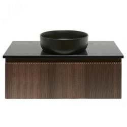 Meuble de salle de bain avec comptoir en pierre artificielle SAT Evolution 98x30x44,8 cm noyer mat (SATEVO100NATK)