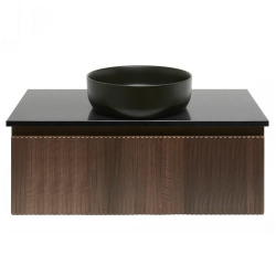 Meuble de salle de bain avec comptoir en granit SAT Evolution 98x30x44,8 cm noyer mat (SATEVO100NAZ)