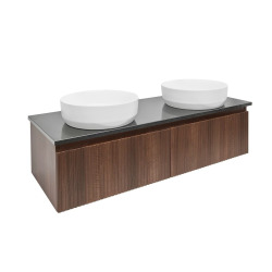 Meuble de salle de bain avec comptoir en pierre artificielle SAT Evolution 118x30x44,8 cm noyer mat (SATEVO120NATK)