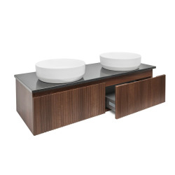 Meuble de salle de bain avec comptoir en pierre artificielle SAT Evolution 118x30x44,8 cm noyer mat (SATEVO120NATK)