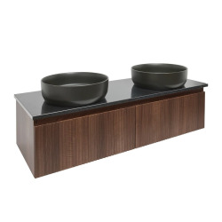 Meuble de salle de bain avec comptoir en granit SAT Evolution 118x30x44,8 cm noyer mat (SATEVO120NAZ)