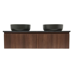 Meuble de salle de bain avec comptoir en granit SAT Evolution 118x30x44,8 cm noyer mat (SATEVO120NAZ)