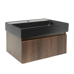 Meuble de salle de bain avec lavabo SAT Evolution 78x30x44,8 cm noyer mat (SATEVO80NAU2B)