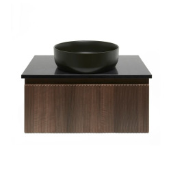 Meuble de salle de bain avec comptoir en granit SAT Evolution 78x30x44,8 cm noyer mat (SATEVO80NAZ)