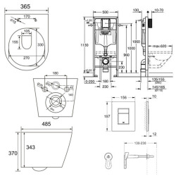 Pack WC Bâti-support + WC Swiss Aqua Technologies Infinitio sans bride, fixation invisible + Plaque chrome
