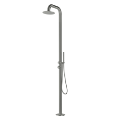 Naturel Douche extérieure en inox 316, eau chaude & froide, grande tête de douche, douchette à main, gun metal (NATUREL-3HGM)