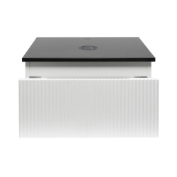 Meuble de salle de bain avec comptoir en pierre artificielle SAT Evolution 58x30x44,8 cm blanc mat (SATEVO60WMTK)