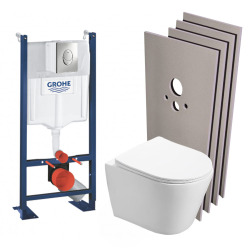 Pack WC Bâti autoportant + WC Swiss Aqua Technologies Infinitio sans bride + Plaque + Set habillage