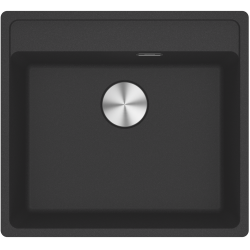 Franke Maris MRG 110-52 Evier sous plan/à fleur 55x50cm, avec bonde et siphon gain de place, en Fragranit+, Noir Onyx