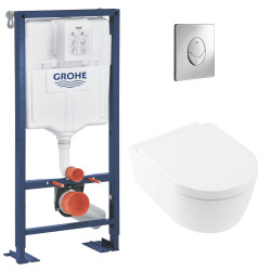 Rapid SL Bâti Support autoportant, cuvette Villeroy & Boch Avento sans bride avec abattant frein de chute (Autoportantavento2)