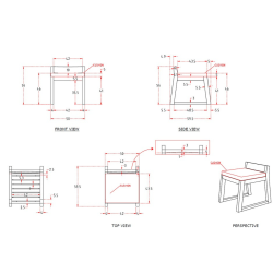  Chaise de table extérieur en teck massif, 50x59.5x56 cm, avec coussins gris perlé, sans dossier (NATOFCH50S)