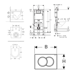Pack bâti-support Geberit + WC suspendu Swiss Aqua Technologies + Plaque de commande, blanc (FUSIONTQGEB1)