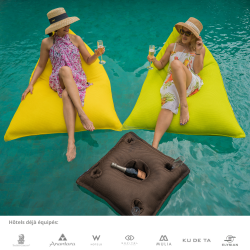 Coussin bar piscine flottant avec porte-verres 75 × 75 × 25 cm extérieur SANS billes – Gris (PP757525-1)