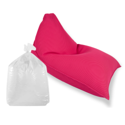 Soo Santaï Set Lazy Bro fauteuil poire + polystyrène 140 x 120 x 90cm intérieur & extérieur, déhoussable et résistant aux UV, Rose