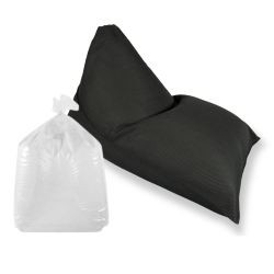 Soo Santaï Set Lazy Bro fauteuil poire + polystyrène 140 x 120 x 90cm intérieur & extérieur, déhoussable et résistant aux UV, Noir