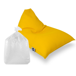 Soo Santaï Set Lazy Bro fauteuil poire + polystyrène 140 x 120 x 90cm intérieur & extérieur, déhoussable et résistant aux UV, Jaune