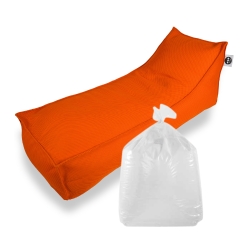 Soo Santaï Set Relax Sis chaise longue + polystyrène 160x70x35 intérieur & extérieur flottante, déhoussable et résistante aux UV, Orange