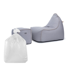 Soo Santaï Set MiniBuddy's Rest fauteuil poire + repose pieds + polystyrène, d'intérieur déhoussable, surpiqûres, Gris