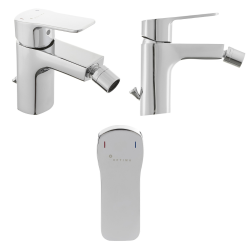  Set The Gap by Siko Bidet suspendu 42x36 cm céramique, vidage arrière, blanc + Mitigeur bidet avec bec chromé et tirette