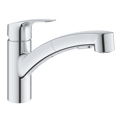 Grohe Eurosmart Mitigeur monocommande évier 1/2″ avec douchette extractible à double jet, débit réduit 5 l/min, chrome (G3030510F)