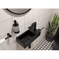 Brevis Lave-mains suspendu avec trou pour robinetterie à droite, 40,5x20,5x10,5cm, noir (SATBRE4020SRBKM)