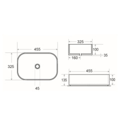 Set Vasque Infinitio à poser 45,5x32,5 cm + Bonde, Blanc (SATINF4532M-SET_BP)