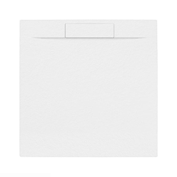  Fusion Receveur de douche 90x90cm en marbre coulé avec siphon, Blanc (SATFU9090BL-S)