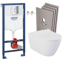 Grohe Pack WC Bâti-support + WC sans bride Bello + Abattant softclose + Set d'habillage (RapidSL-Bello-1-sabo)
