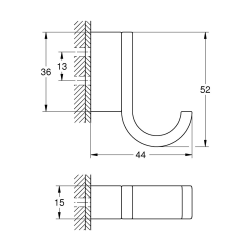 Sélection Lot de 2 patères murales fixations invisibles, chrome (41039000-Duo)