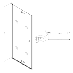 SK Porte de douche 90x196cm pliante anticalcaire avec profilé noir mat (SATSK90C)