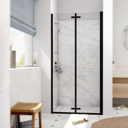 Swiss Aqua Technologies SK Porte de douche 90x196cm pliante anticalcaire avec profilé noir mat (SATSK90C)